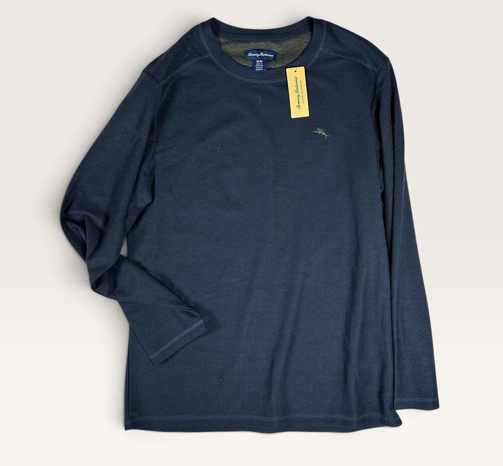 Tommy Bahama Island Sleepwear Mens Medium Navy Long Sleeve Shirt NWT